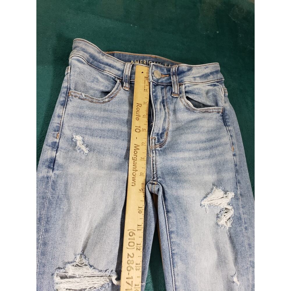 American Eagle Jeans Size 00 Womens Blue Denim Stretch Pants High Rise Jegging - Picture 8 of 14